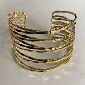 Gold Cuff Bangle Wavy Multi-Strand Bracelet